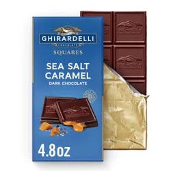 Ghirardelli Sea Salt Caramel Dark Chocolate Candy SQUARES Bar - 4.8oz