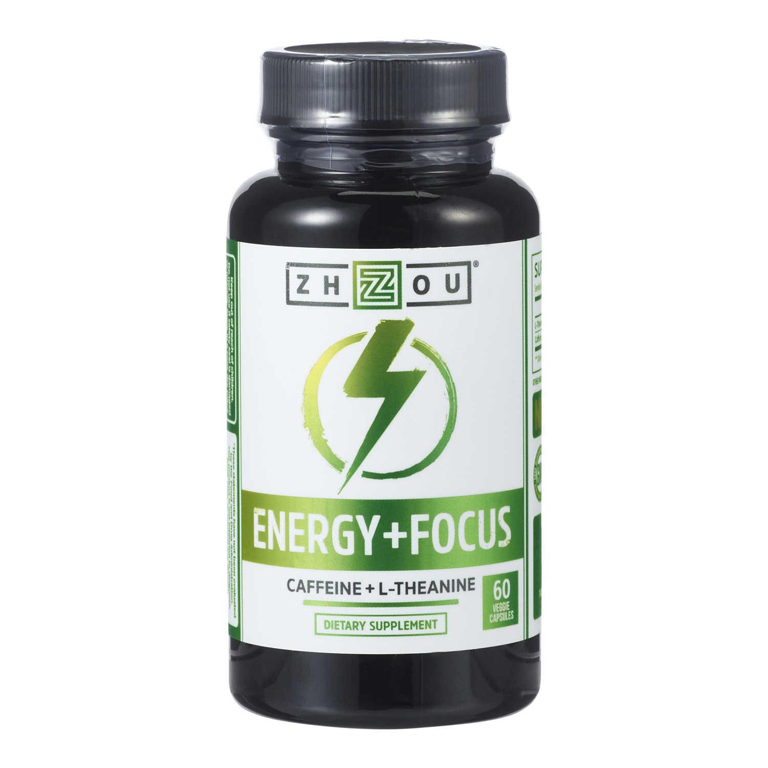 slide 1 of 2, Z ZHOU Zhou, Energy and Focus, Caffeine + L-Theanine, 60 Veggie Capsules, 60 ct