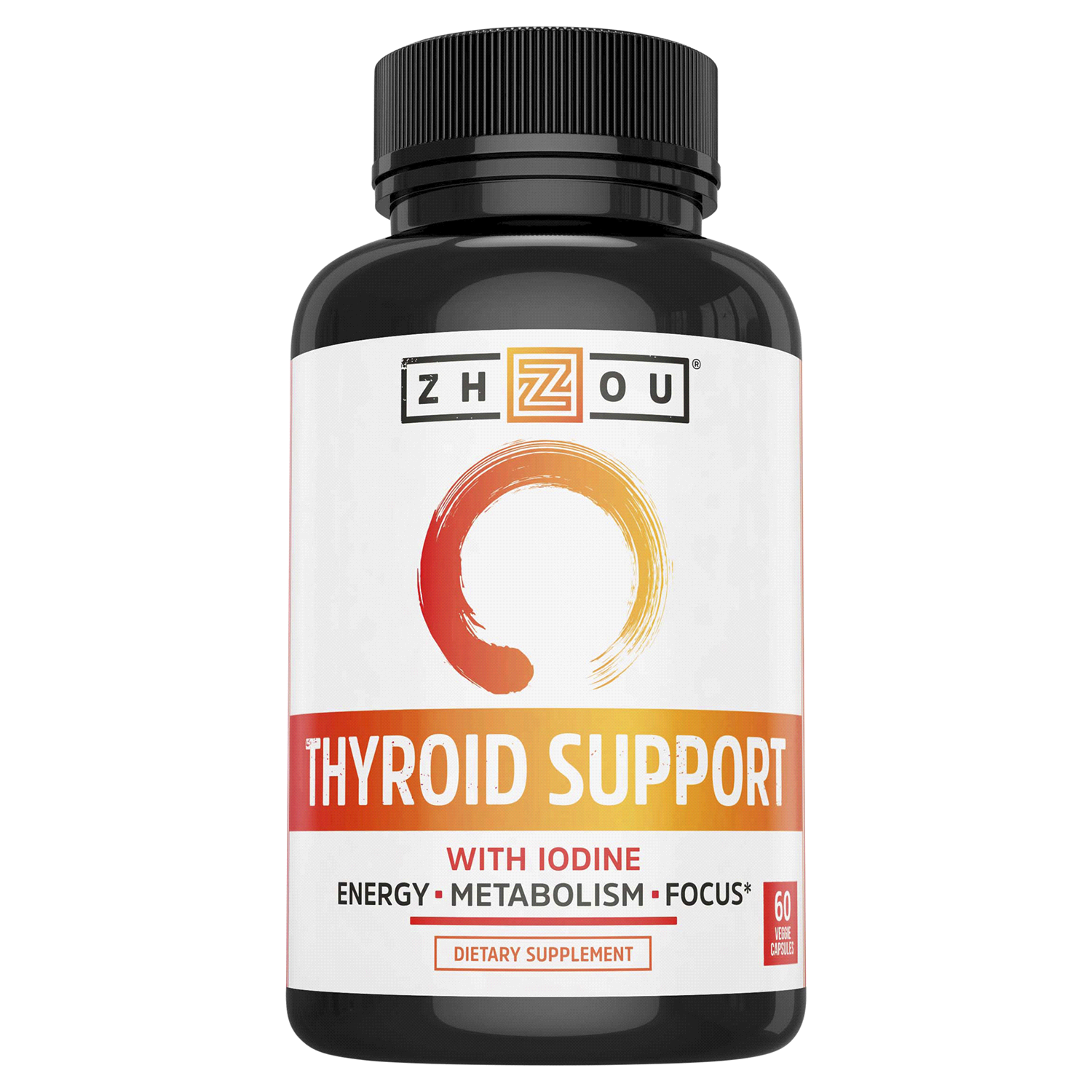slide 1 of 2, Zhou Thyroid Support with Iodine Capsules 60 ea Bottle, 60 ct