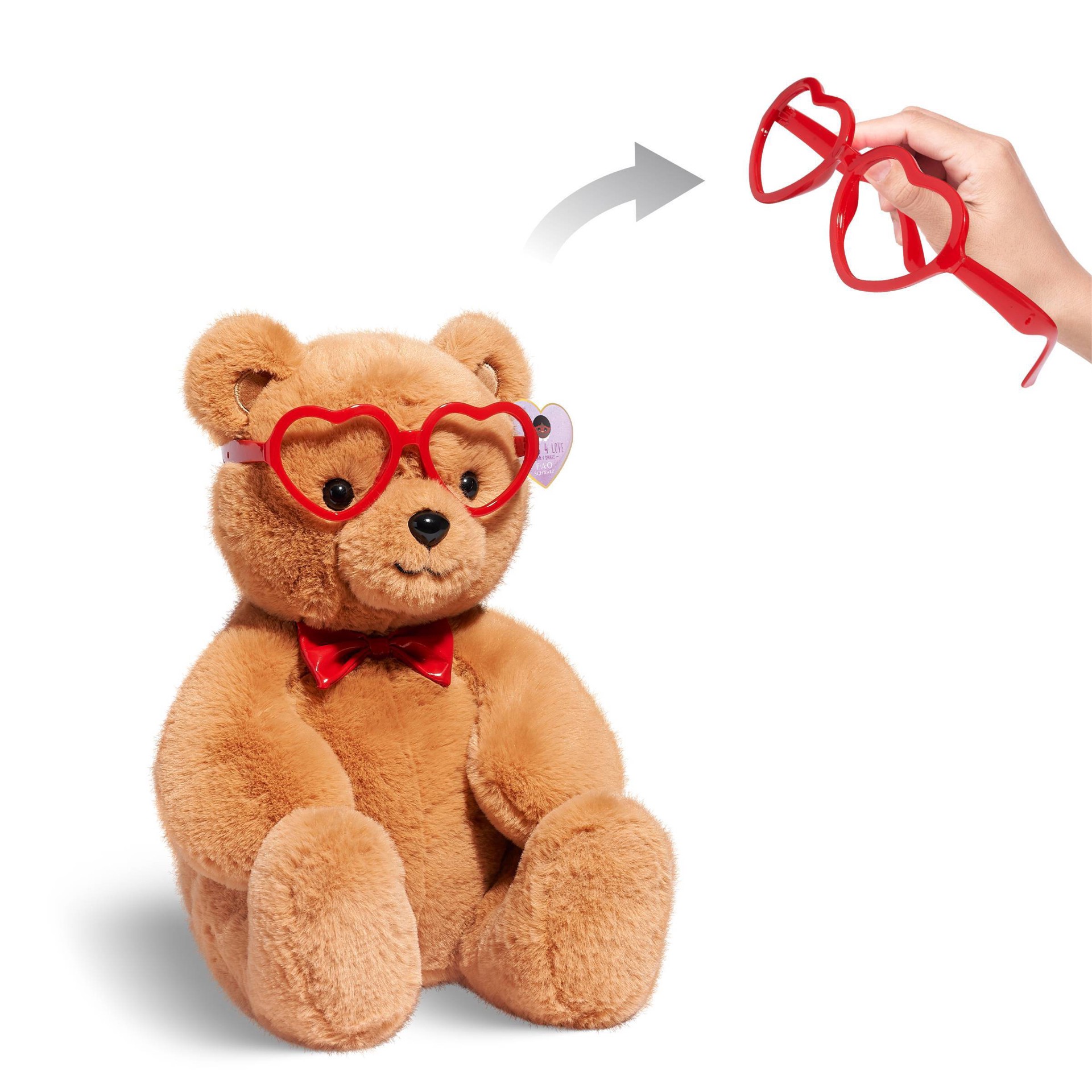 slide 1 of 9, FAO Schwarz Bear with Heart Glasses 12" Stuffed Animal, 1 ct