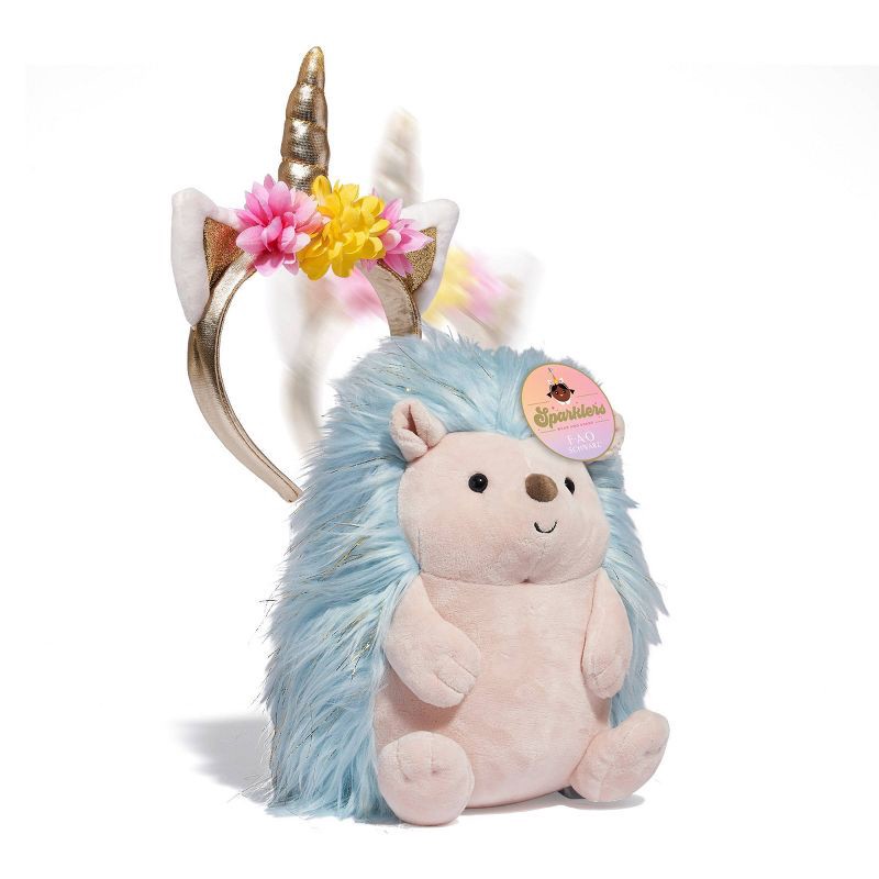 slide 1 of 1, FAO Schwarz 12" Sparklers Hedgehog with Removable Fantasy Headband Toy Plush, 1 ct