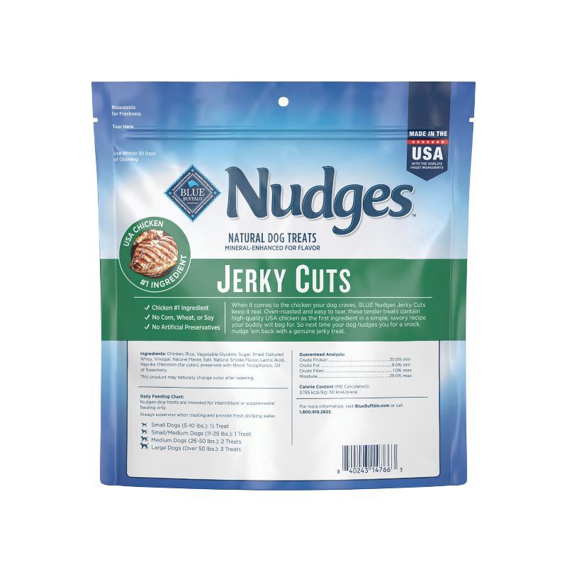 slide 2 of 10, Nudges Blue Buffalo Jerky Cuts Natural Dog Treats with Chicken - 16oz, 16 oz