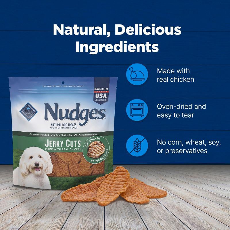 slide 6 of 10, Nudges Blue Buffalo Jerky Cuts Natural Dog Treats with Chicken - 16oz, 16 oz