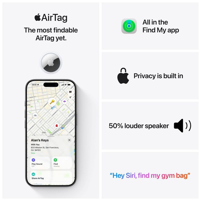 slide 5 of 6, Apple AirTag (4 Pack) (2nd generation), 4 ct