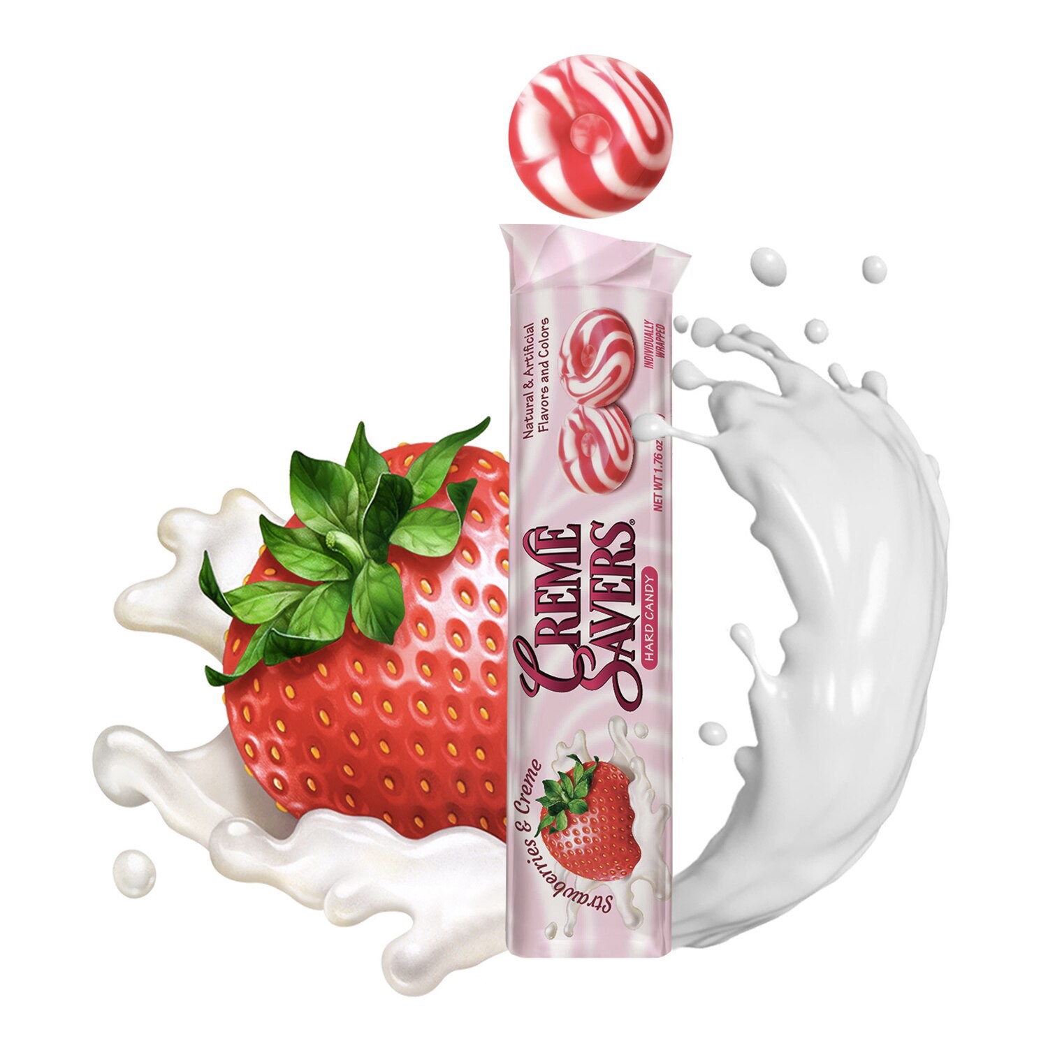 slide 2 of 3, Creme Savers Strawberries & Creme Hard Candy 12 ea, 1.76 oz