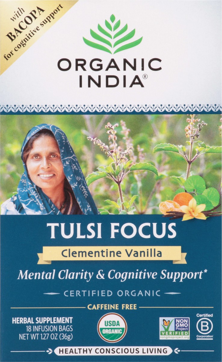 slide 10 of 14, Organic India Tulsi Focus Clem Van, 18 ct