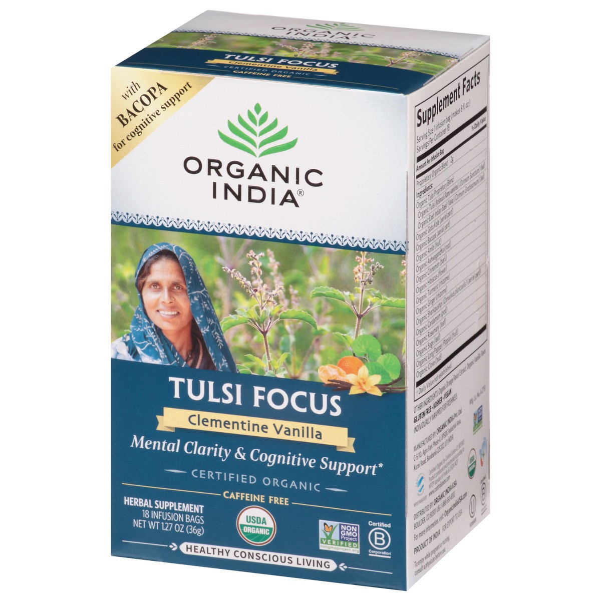 slide 2 of 14, Organic India Tulsi Focus Clem Van, 18 ct