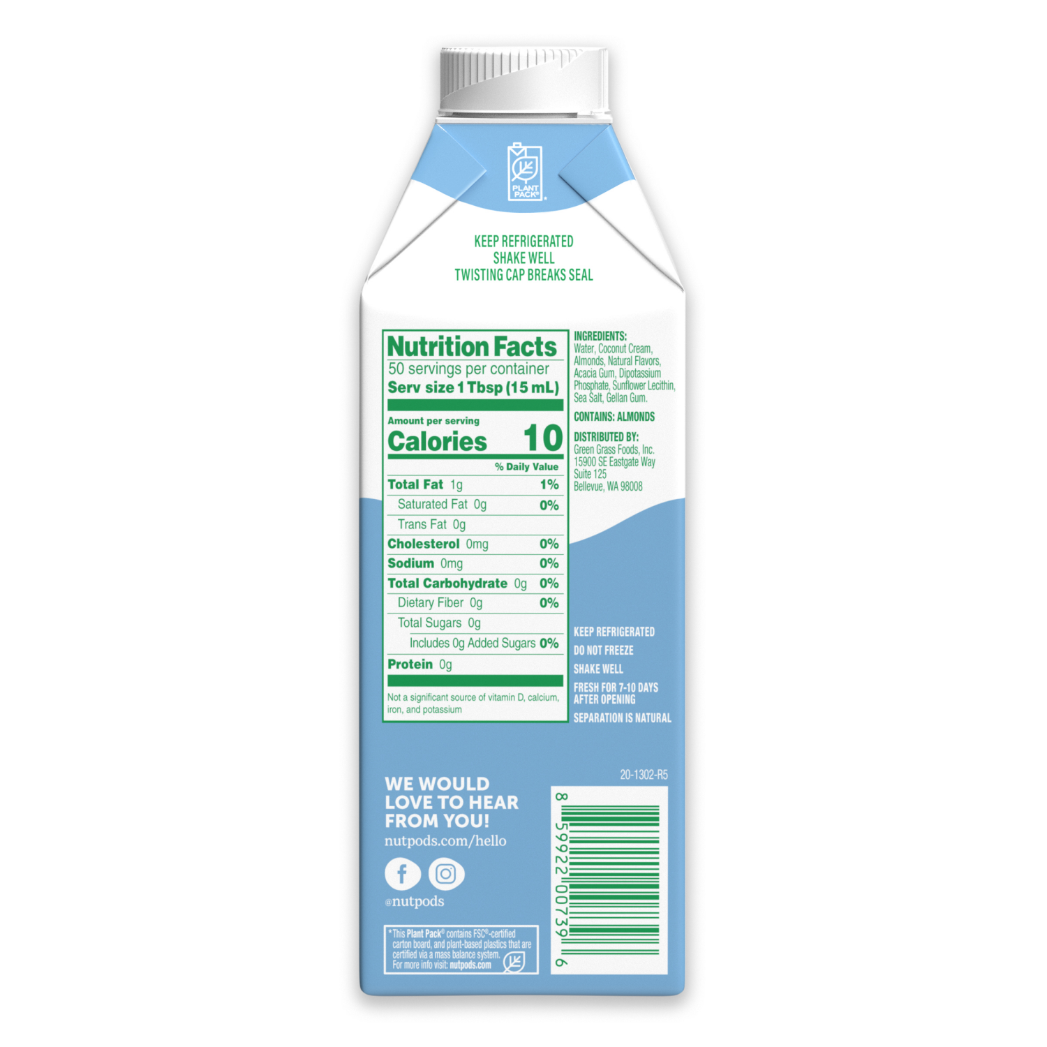 slide 4 of 8, nutpods Unsweetened Non Dairy French Vanilla made with Almonds and Coconuts Coffee Creamer, 25.4 fl oz