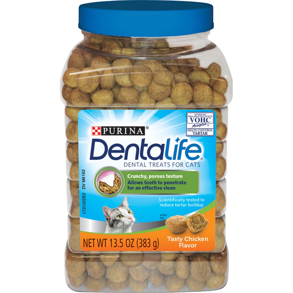 slide 1 of 1, Purina Dentalife Dental Treat For Cats Tasty Chicken Flavor, 13.5 oz