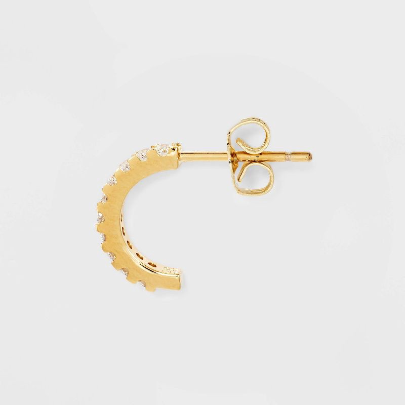 slide 2 of 3, 14K Gold Plated Polished Cubic Zirconia Hoop Duo Earring Set 2pc - A New Day™ Gold: Nickel-Free, Gift Box Included, 2 ct