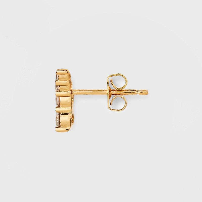 slide 2 of 3, 14K Gold Plated Cubic Zirconia Duo Stud Earring Set 3pc - A New Day™ Gold: Nickel-Free, Prong Setting, 3 ct