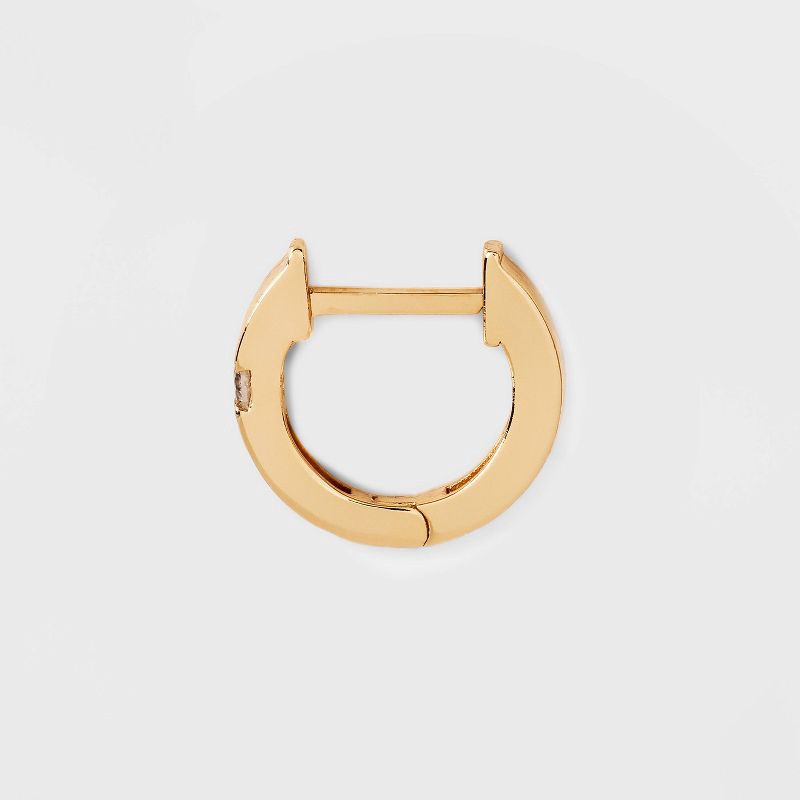 slide 3 of 4, 14K Gold Plated Cubic Zirconia Endless Hoop Earrings - A New Day™ Gold: Nickel-Free, Hinge Closure, Simulated Stones, 1 ct