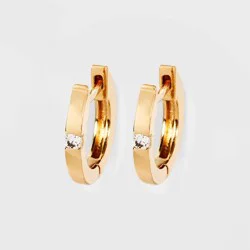 14K Gold Plated Cubic Zirconia Endless Hoop Earrings - A New Day™ Gold: Nickel-Free, Hinge Closure, Simulated Stones