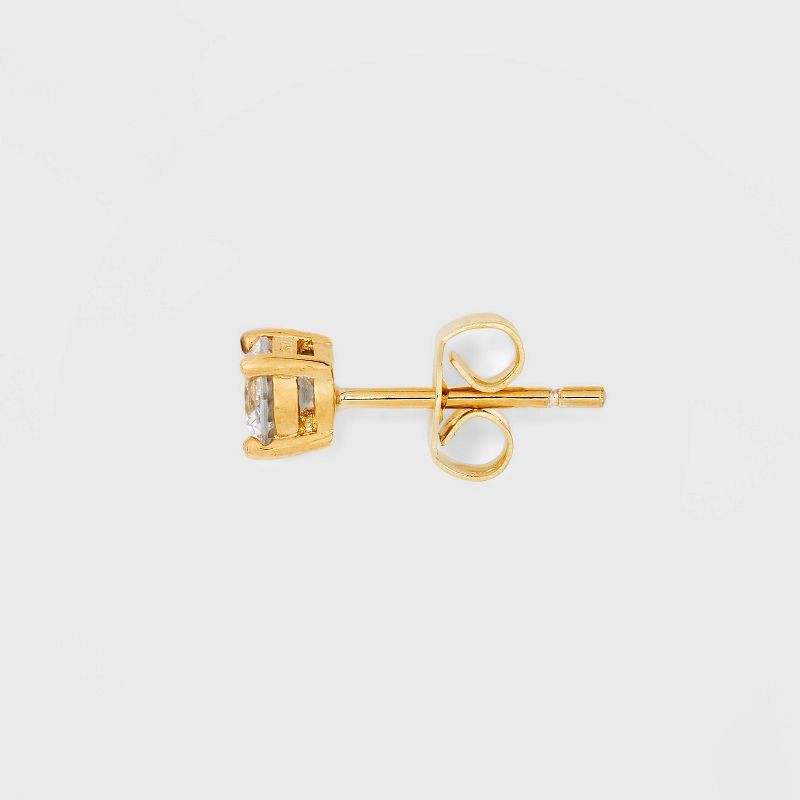 slide 2 of 3, 14K Gold Plated Cubic Zirconia Trio Stud Earring Set - A New Day™ Gold: Nickel-Free, Polished Finish, Gift Box Included, 1 ct