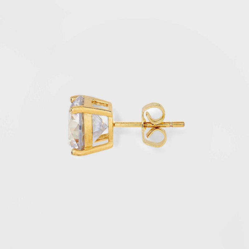 slide 2 of 3, 14K Gold Plated Cubic Zirconia Duo Stud Earring Set 2pc - A New Day™ Gold: Basket Setting, Gift Box Included, 2 ct