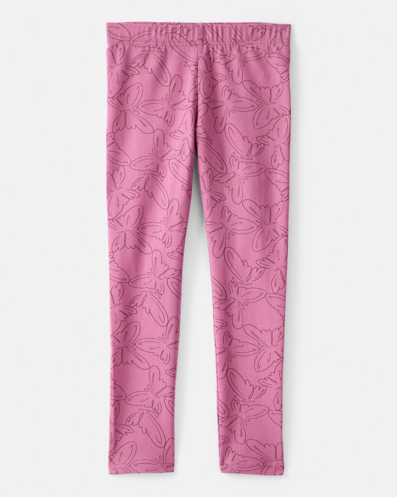 slide 3 of 3, Carter's Girls Butterfly Print Cotton Pull-On Stretch Leggings - Pink Pink 10, 1 ct
