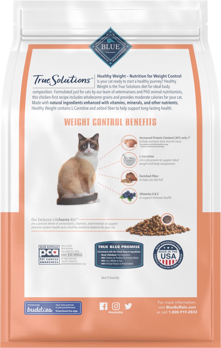 slide 3 of 6, Blue Buffalo True Solutions Healthy Weight Natural Weight Control Adult Dry Cat Food, Chicken 3.5-lb, 3.5 lb