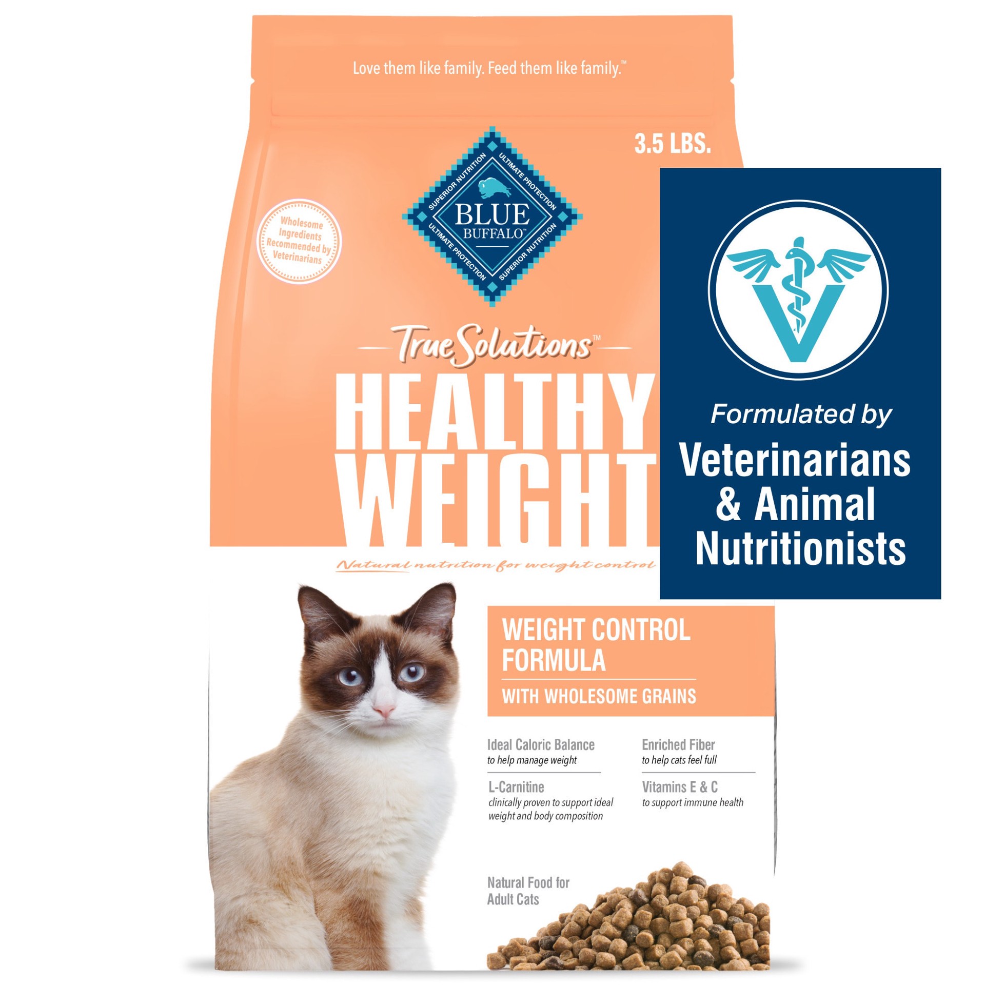 slide 1 of 6, Blue Buffalo True Solutions Healthy Weight Natural Weight Control Adult Dry Cat Food, Chicken 3.5-lb, 3.5 lb