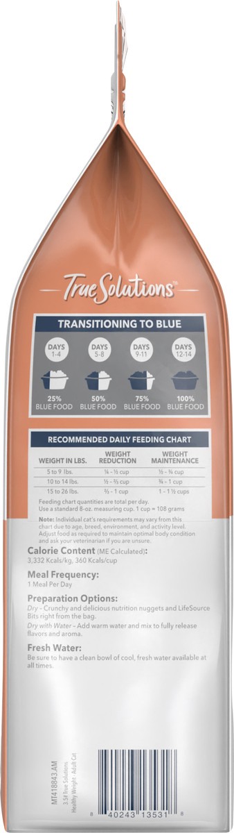 slide 4 of 6, Blue Buffalo True Solutions Healthy Weight Natural Weight Control Adult Dry Cat Food, Chicken 3.5-lb, 3.5 lb