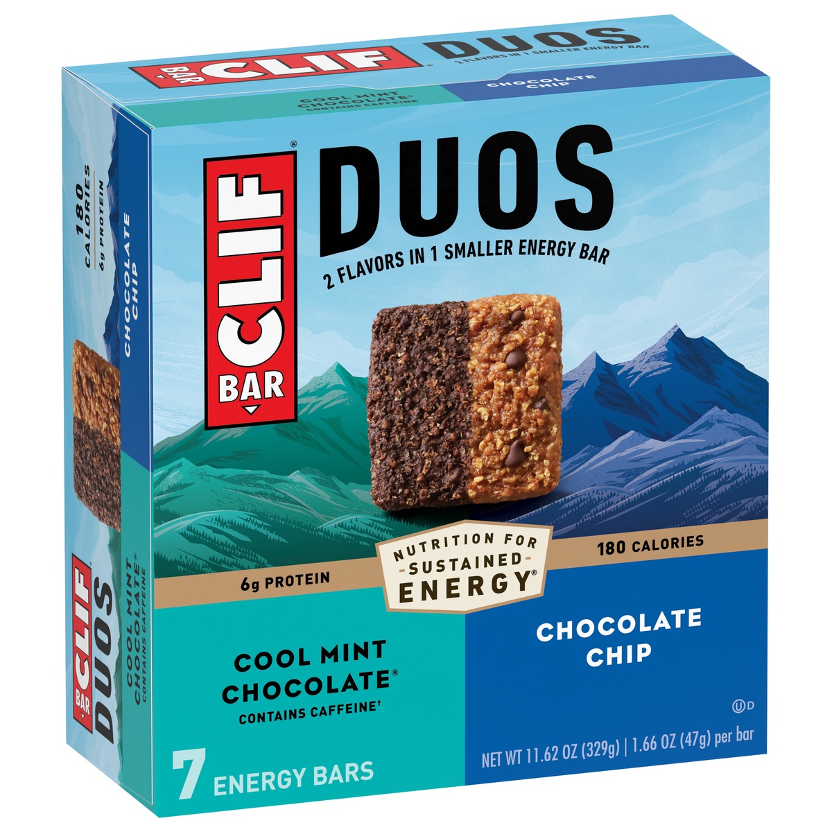 slide 1 of 4, CLIF BAR Duos, Cool Mint Chocolate + Chocolate Chip, 11.62 oz