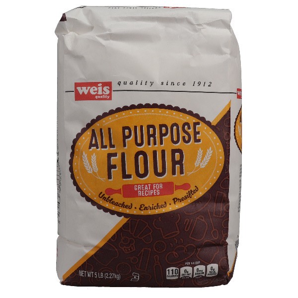 slide 1 of 1, Weis Quality All Purpose Enriched Unbleached Flour, 5 lb