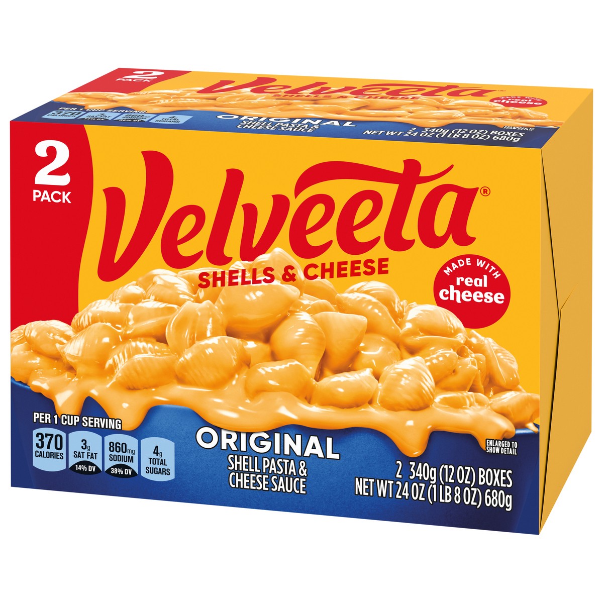 slide 4 of 13, Velveeta Shells & Cheese Original Shell Pasta & Cheese Sauce Meal, 2 ct Pack, 12 oz Boxes, 2 ct