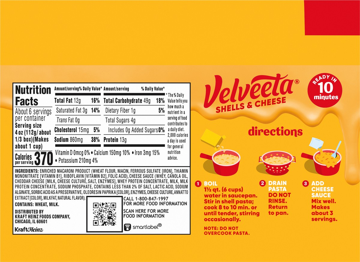 slide 2 of 13, Velveeta Shells & Cheese Original Shell Pasta & Cheese Sauce Meal, 2 ct Pack, 12 oz Boxes, 2 ct