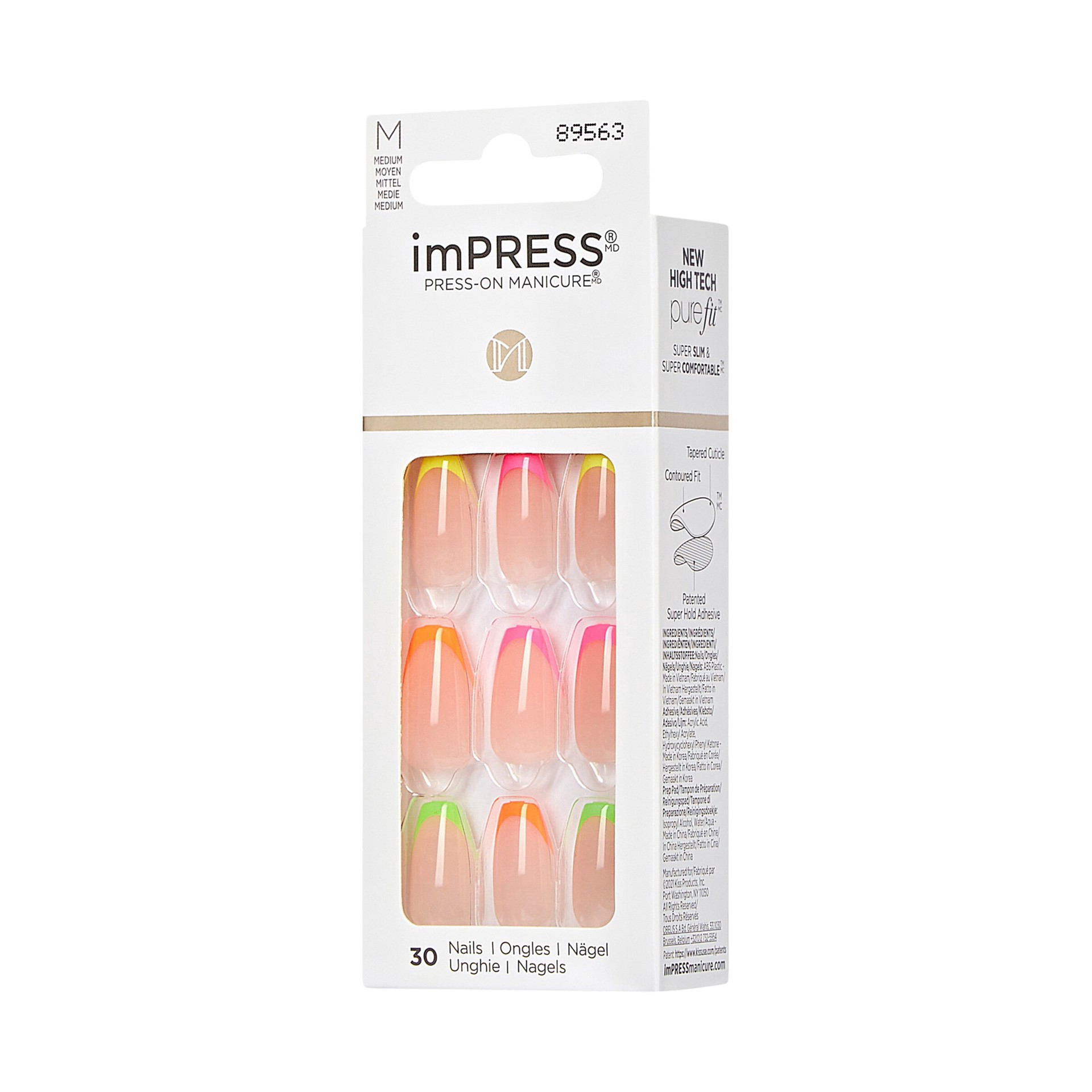 slide 5 of 15, imPRESS KISS imPRESS Press-On Manicure Multicolored Medium Almond Fake Nails – ‘Enjoy Today'' – 30ct, 34 pc