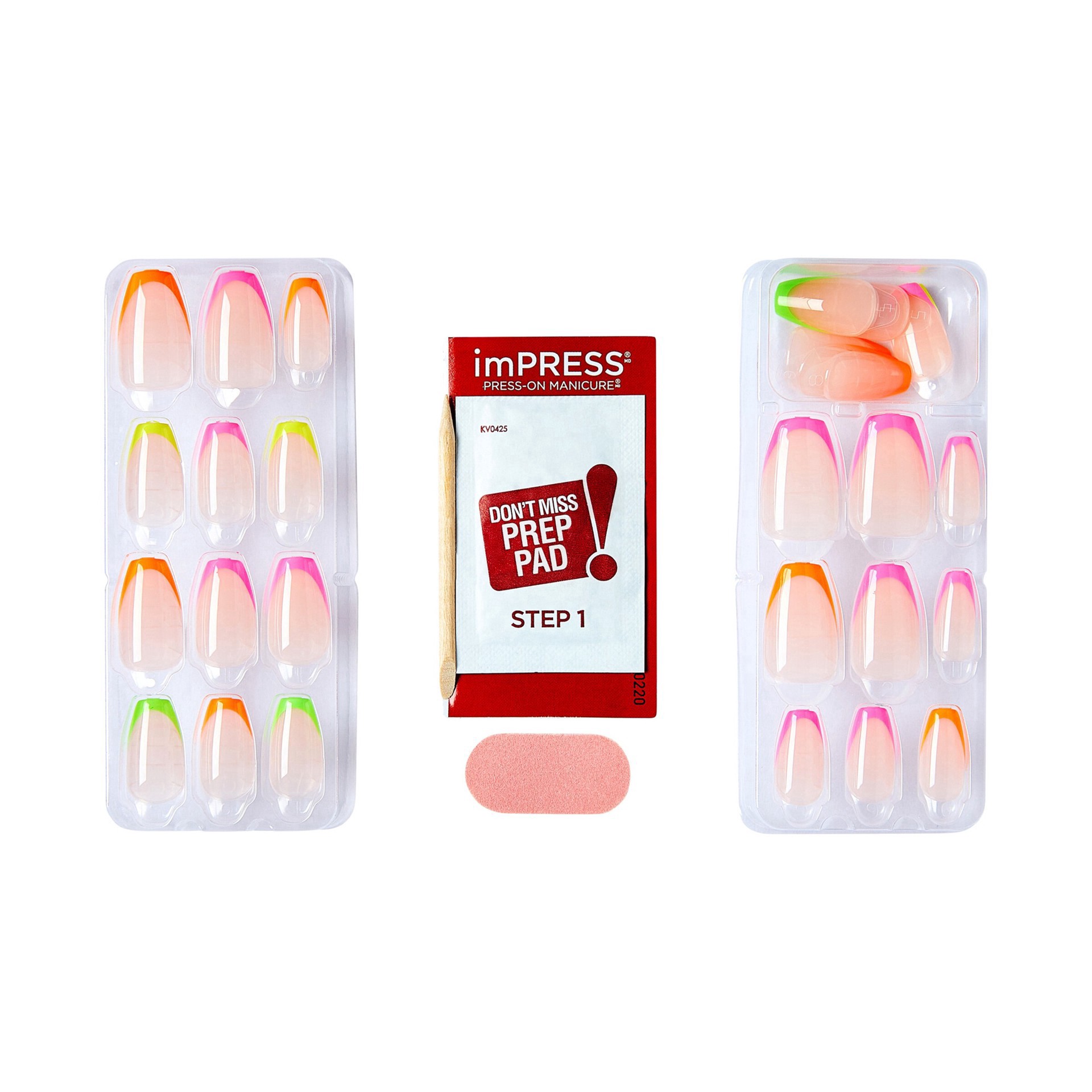 slide 6 of 15, imPRESS KISS imPRESS Press-On Manicure Multicolored Medium Almond Fake Nails – ‘Enjoy Today'' – 30ct, 34 pc