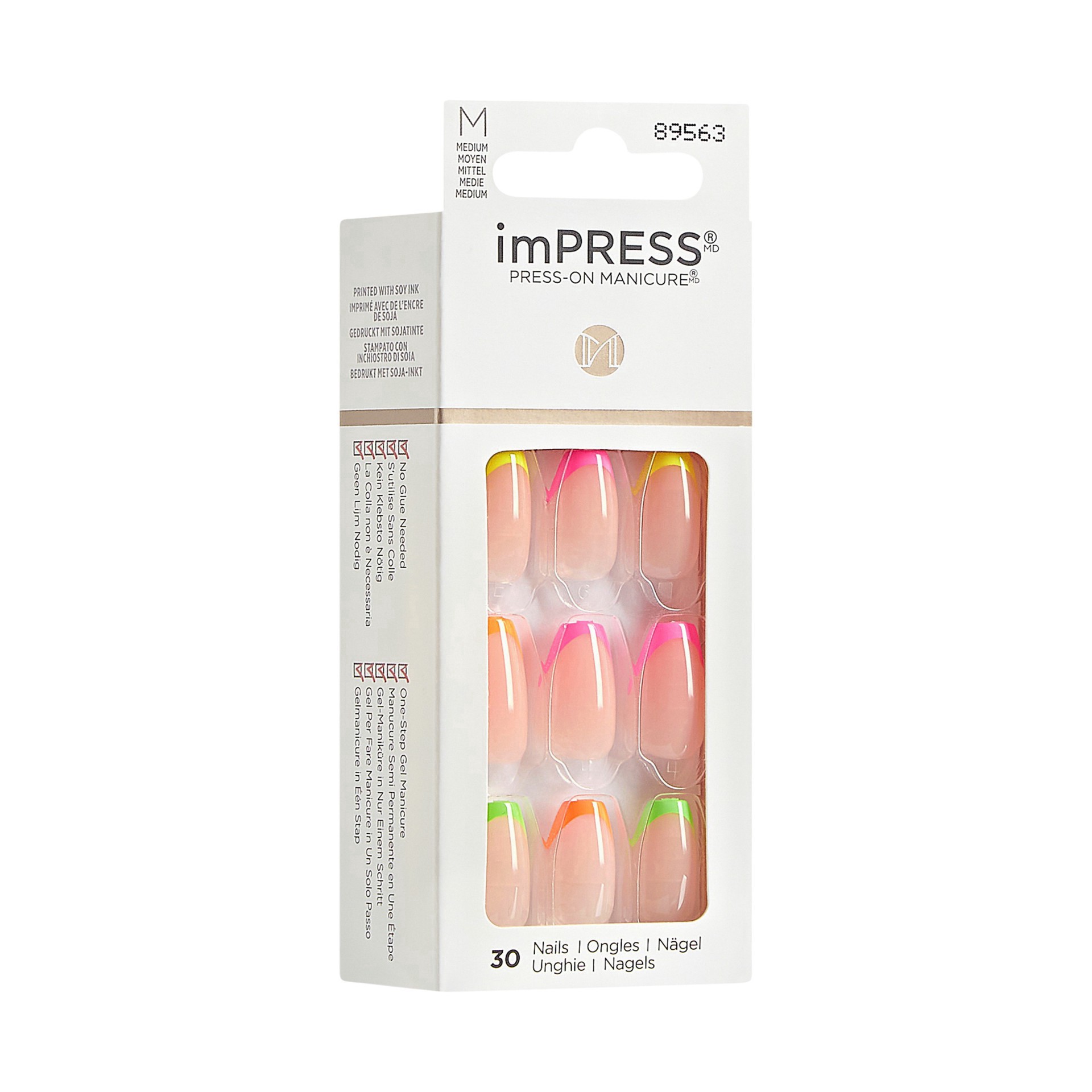 slide 14 of 15, imPRESS KISS imPRESS Press-On Manicure Multicolored Medium Almond Fake Nails – ‘Enjoy Today'' – 30ct, 34 pc