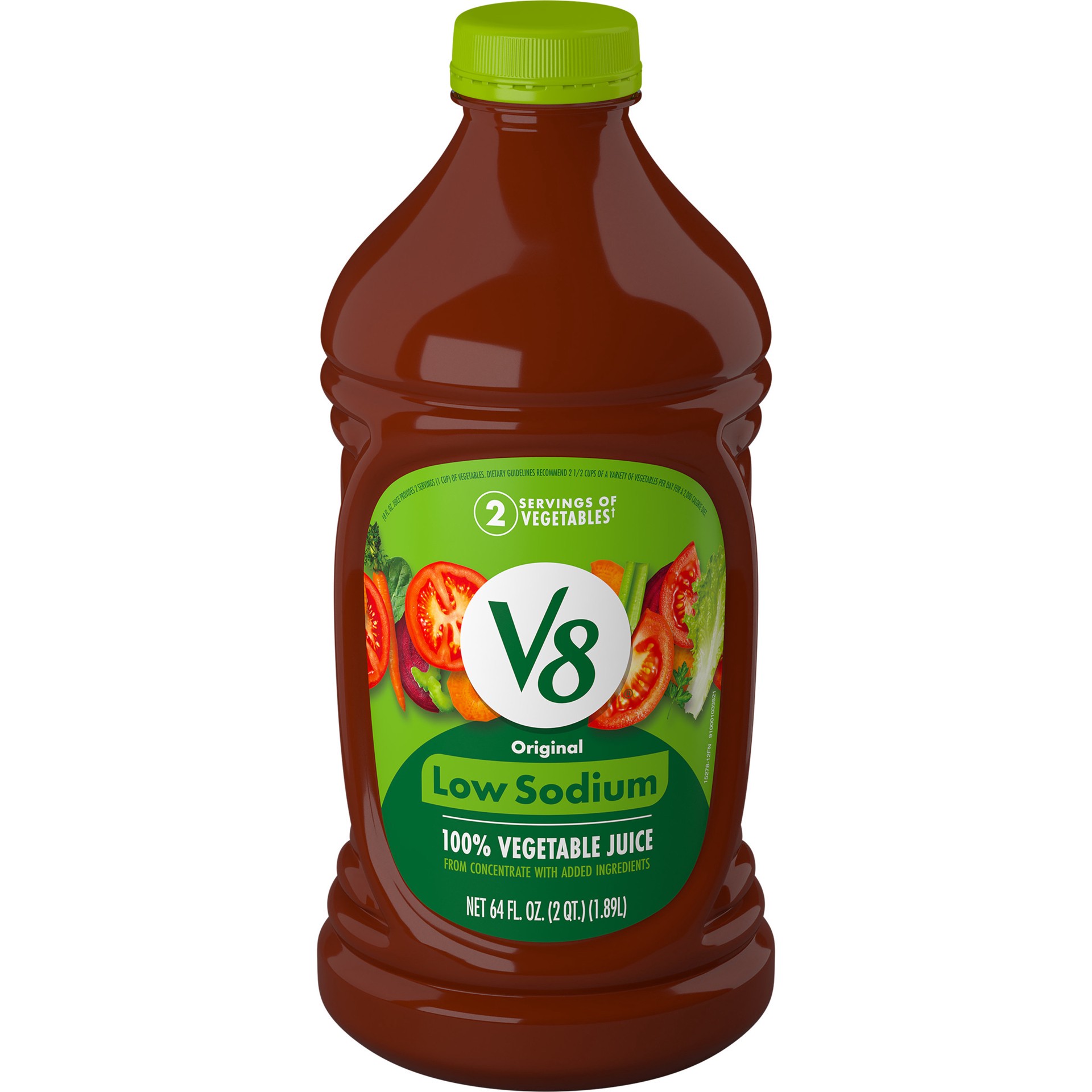 slide 1 of 5, V8 Low Sodium Original 100% Vegetable Juice, 64 fl oz Bottle, 64 oz