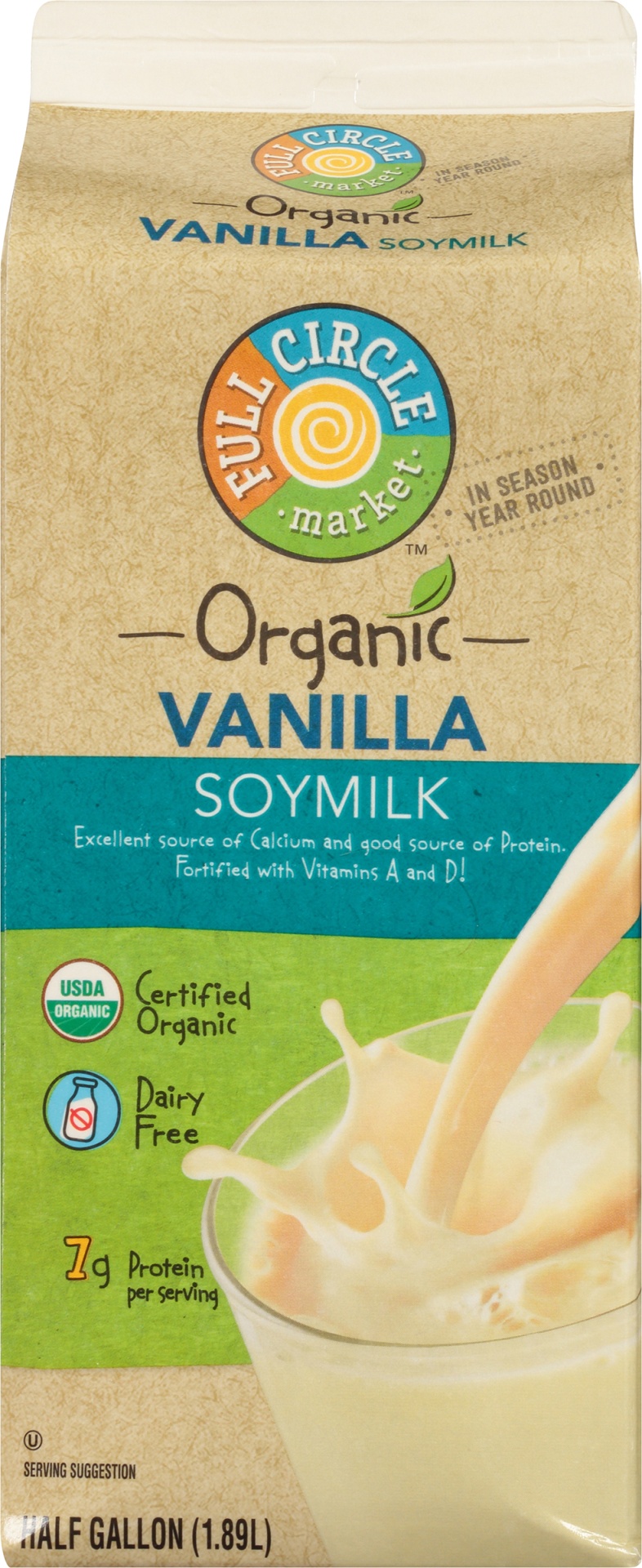 slide 5 of 6, Full Circle Market Organic Vanilla Soy Milk, 64 fl oz