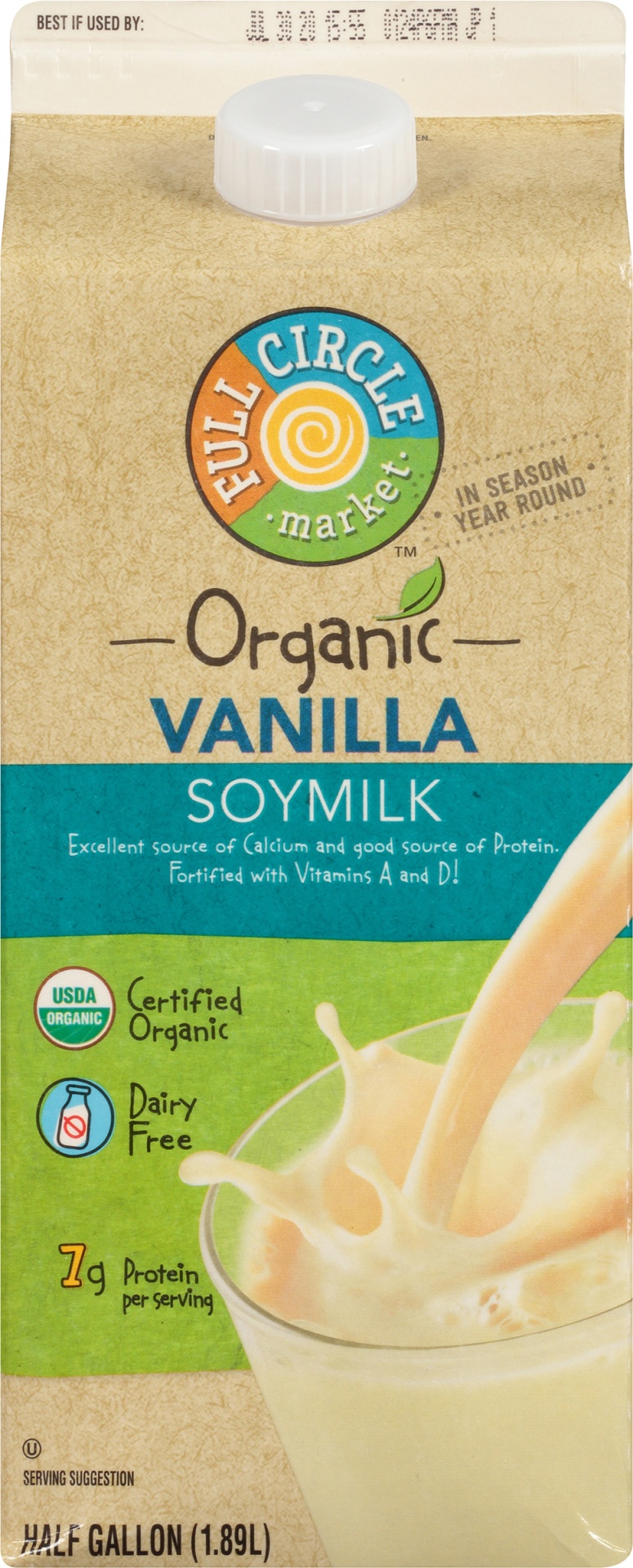 slide 1 of 6, Full Circle Market Organic Vanilla Soy Milk, 64 fl oz