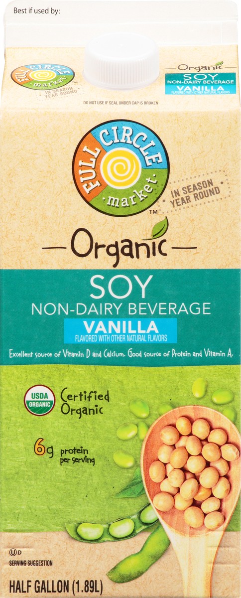 slide 1 of 14, Full Circle Market Organic Non-Dairy Vanilla Soy Beverage 0.5 gl, 64 fl oz