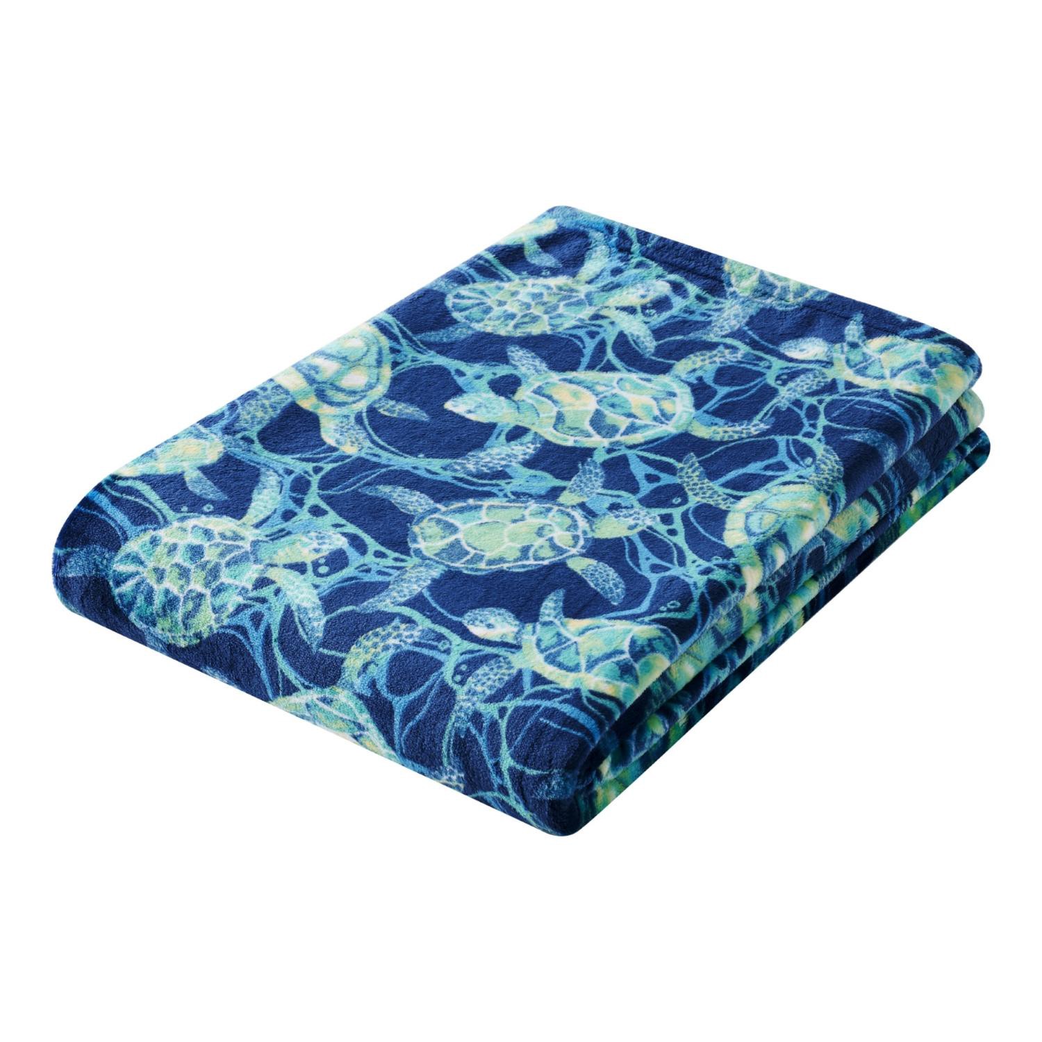 slide 1 of 6, HAVENSTAY Hs Prt Plush Throw Sea Turtles 50x70, 50 inx70 in