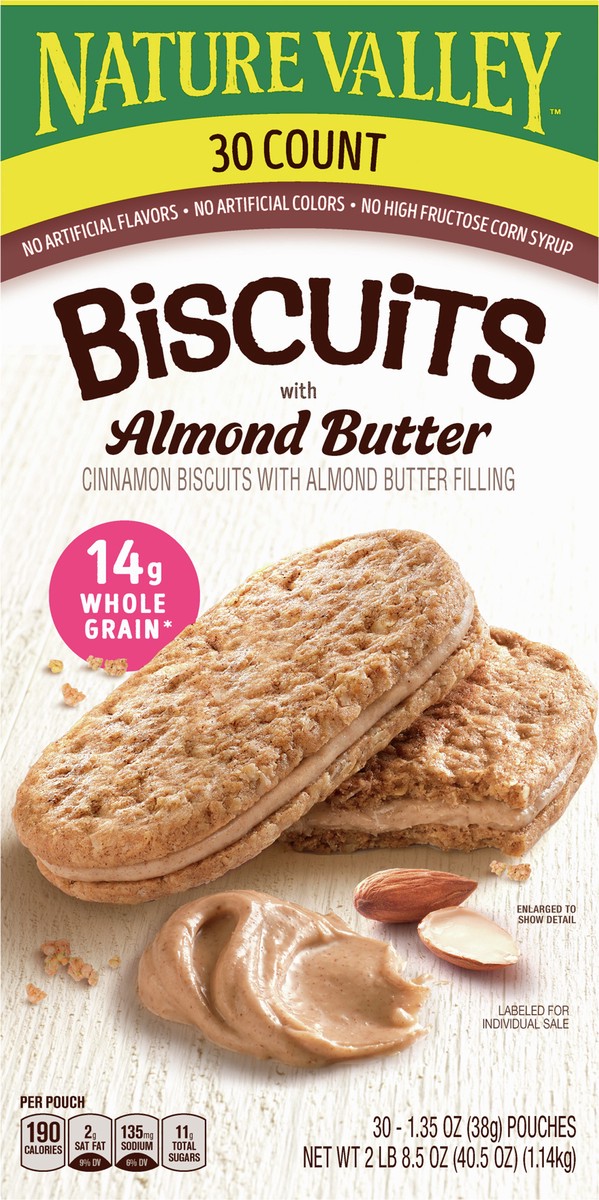 slide 2 of 14, Nature Valley Biscuit Sandwiches, Cinnamon Almond Butter, 40.5 oz, 30 ct, 