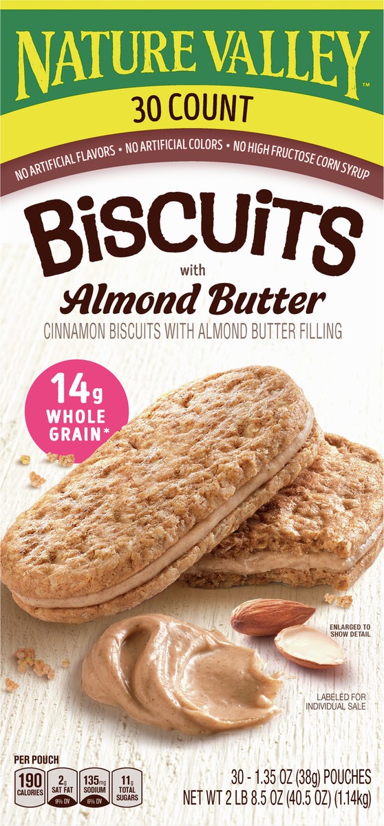 slide 4 of 14, Nature Valley Biscuit Sandwiches, Cinnamon Almond Butter, 40.5 oz, 30 ct, 