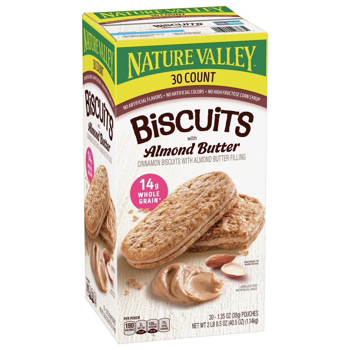 slide 9 of 14, Nature Valley Biscuit Sandwiches, Cinnamon Almond Butter, 40.5 oz, 30 ct, 