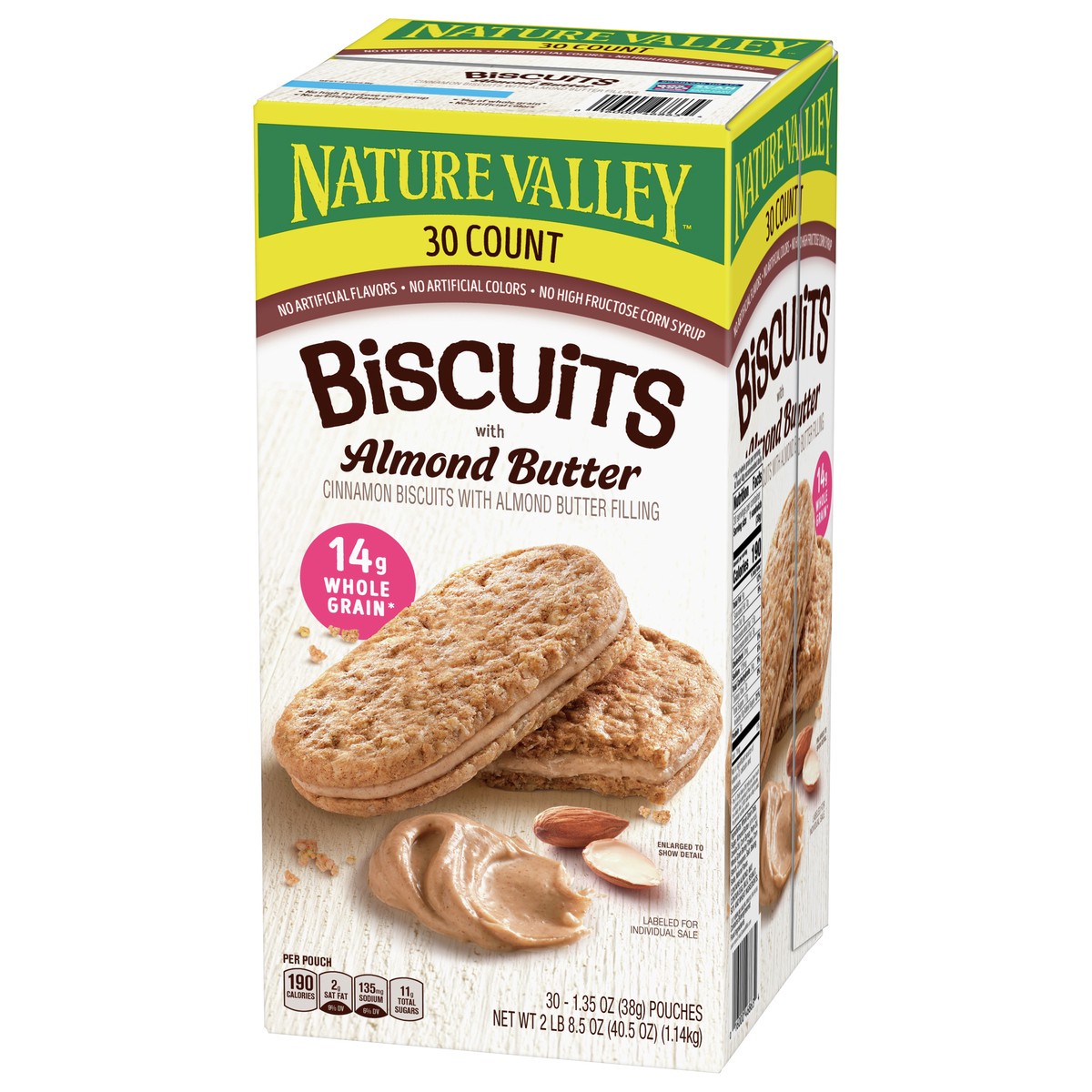 slide 10 of 14, Nature Valley Biscuit Sandwiches, Cinnamon Almond Butter, 40.5 oz, 30 ct, 