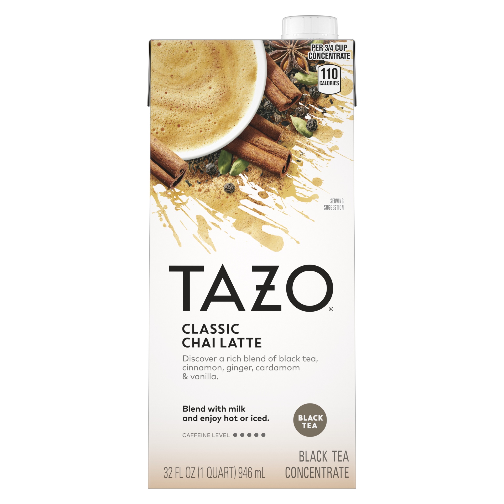 slide 1 of 4, Tazo Classic Latte Chai Black Tea, 32 fl oz