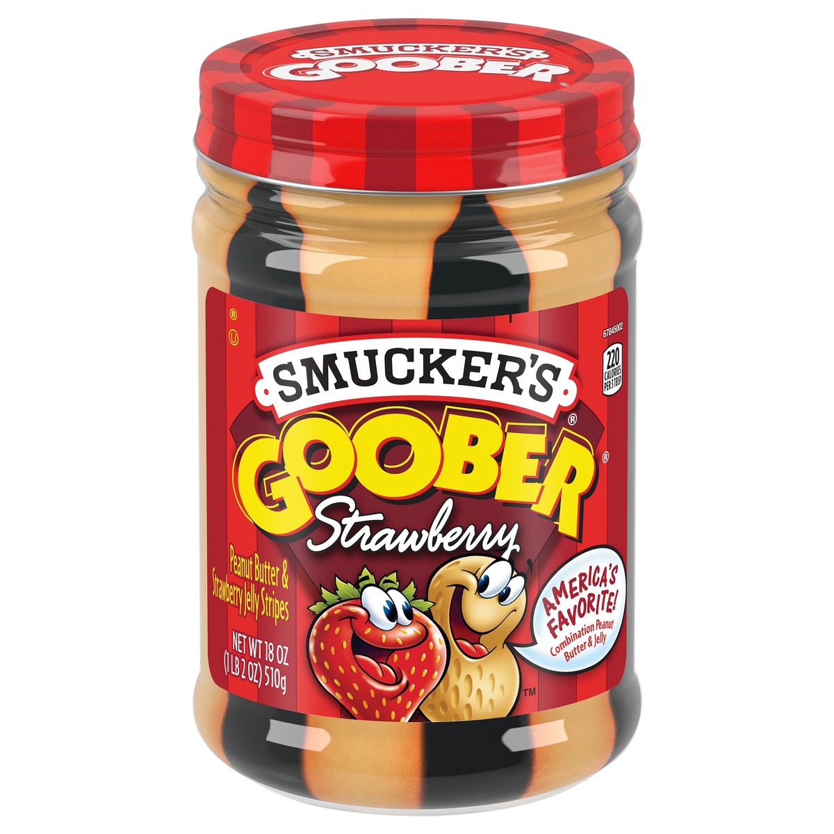 slide 1 of 6, Smucker's Goober Peanut Butter and Strawberry Jelly Stripes, 18 Ounces, 18 oz