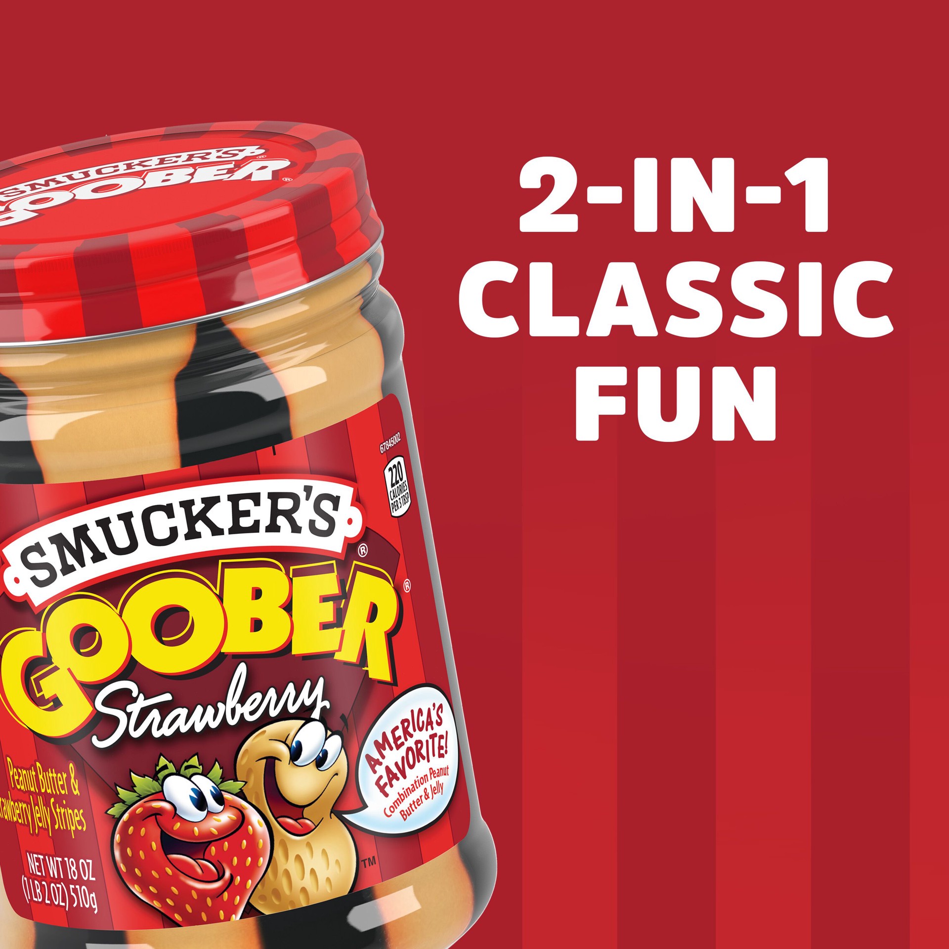 slide 6 of 6, Smucker's Goober Peanut Butter and Strawberry Jelly Stripes, 18 Ounces, 18 oz