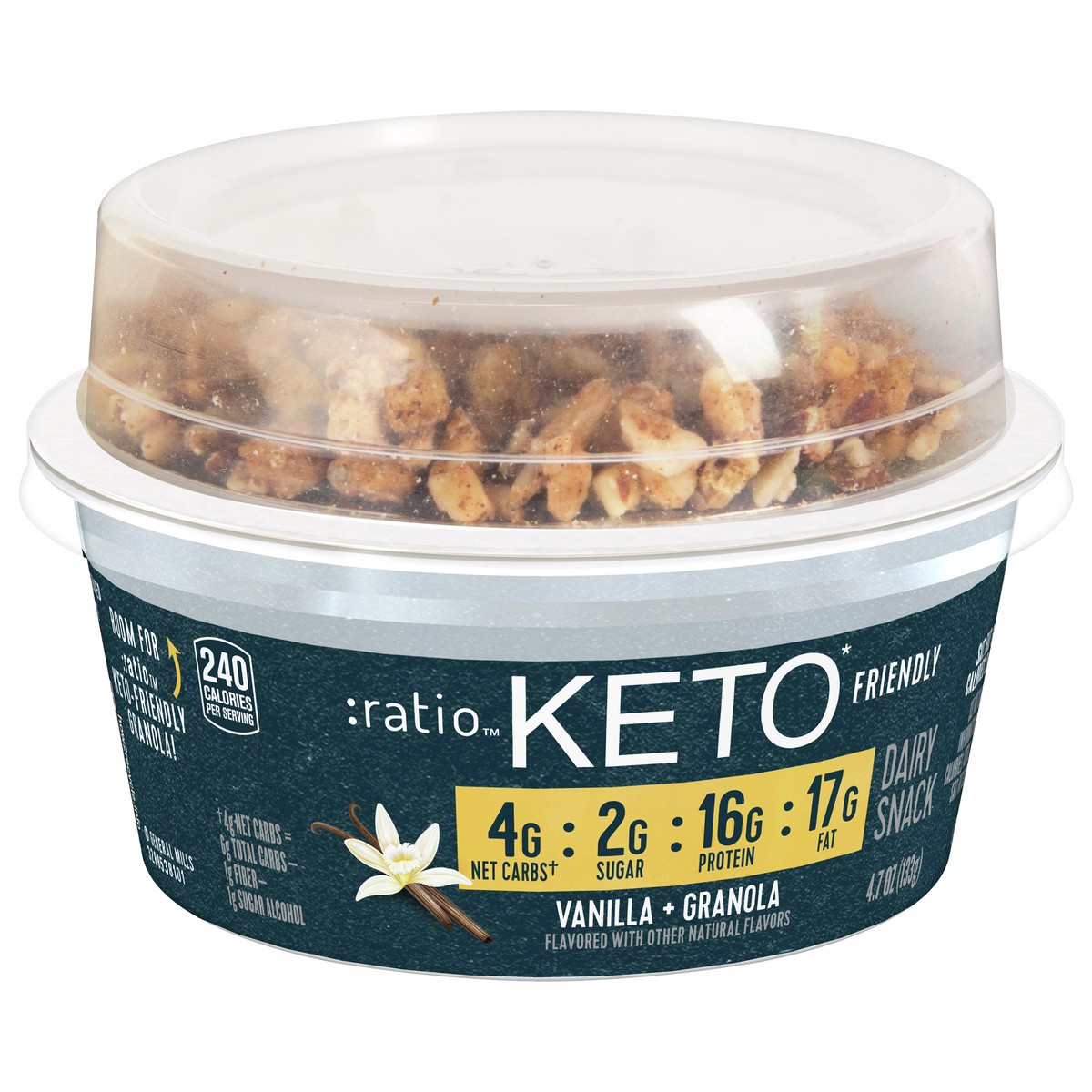 slide 2 of 9, :ratio Keto Friendly Vanilla Yogurt Cultured Dairy Snack With Granola, 4.7 oz