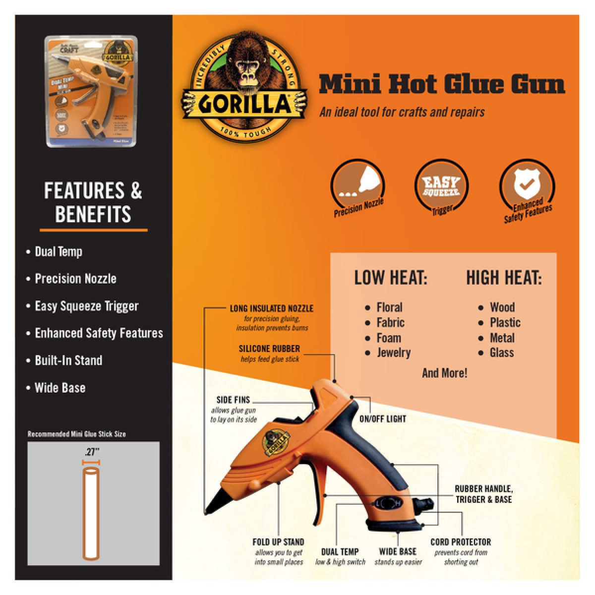 slide 9 of 13, Gorilla Mini Hot Glue Gun, 1 ct
