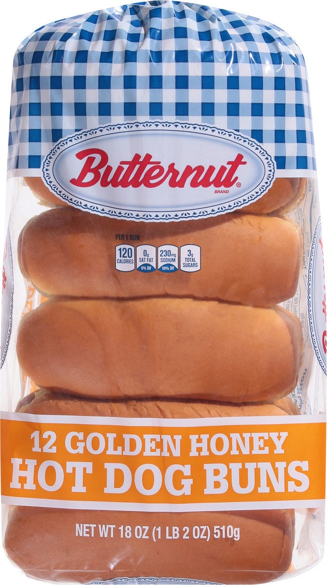 slide 6 of 9, Butternut Golden Honey Hot Dog Buns, 18 oz