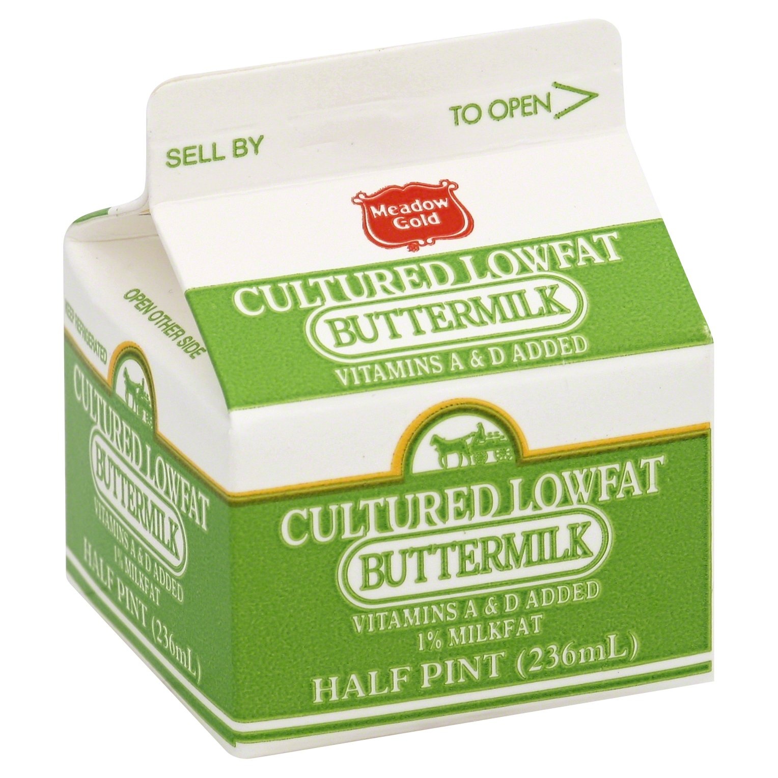 slide 1 of 1, Meadow Gold Cultured Lowfat Buttermilk, 1/2 pint