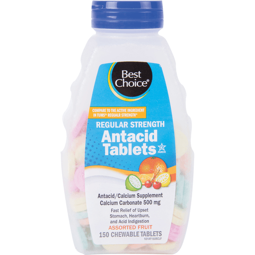 slide 1 of 1, Best Choice Antacid Tablets Assorted Fruit, 150 ct