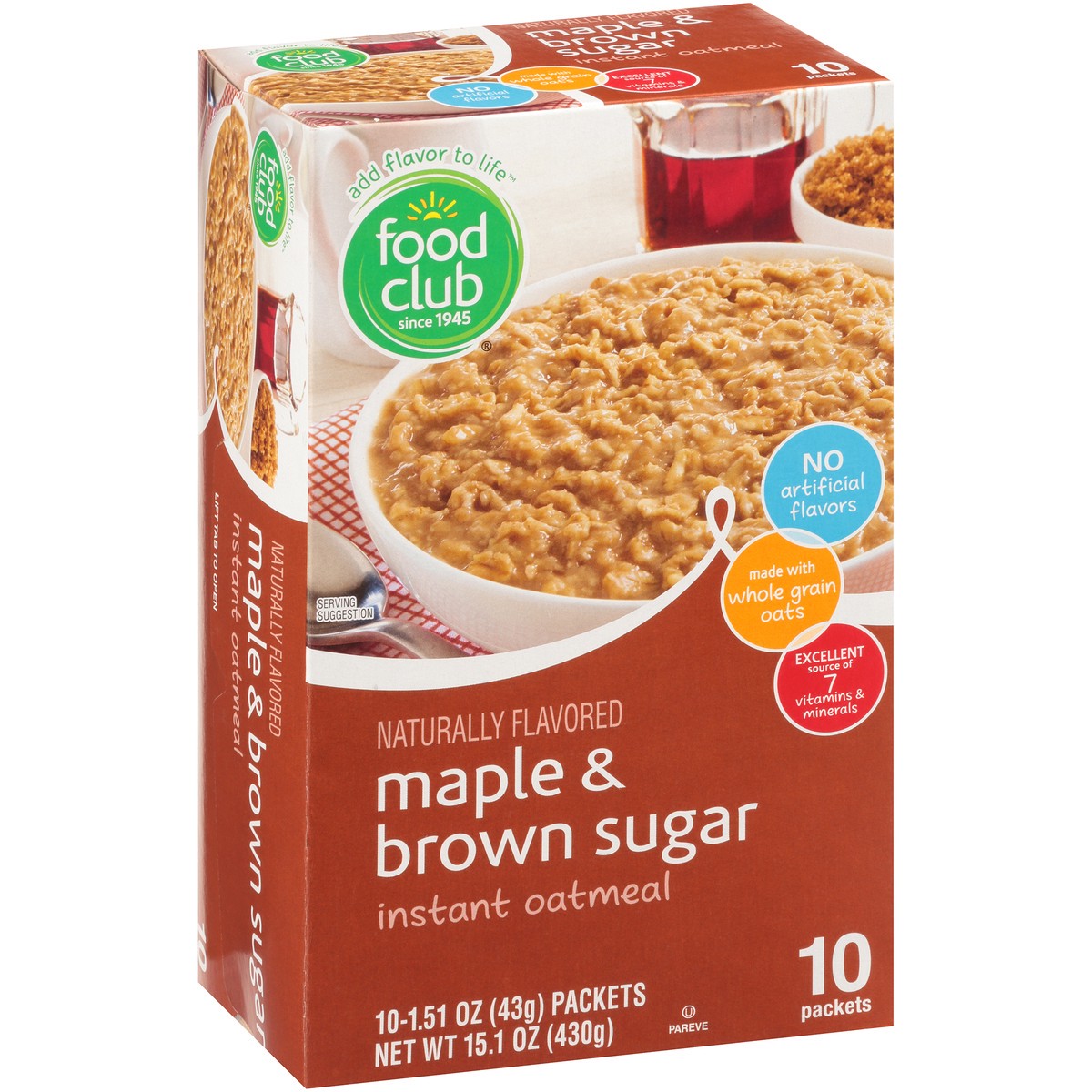 slide 3 of 9, Food Club Maple & Brown Sugar Instant Oatmeal Packet 10 ea, 10 ct