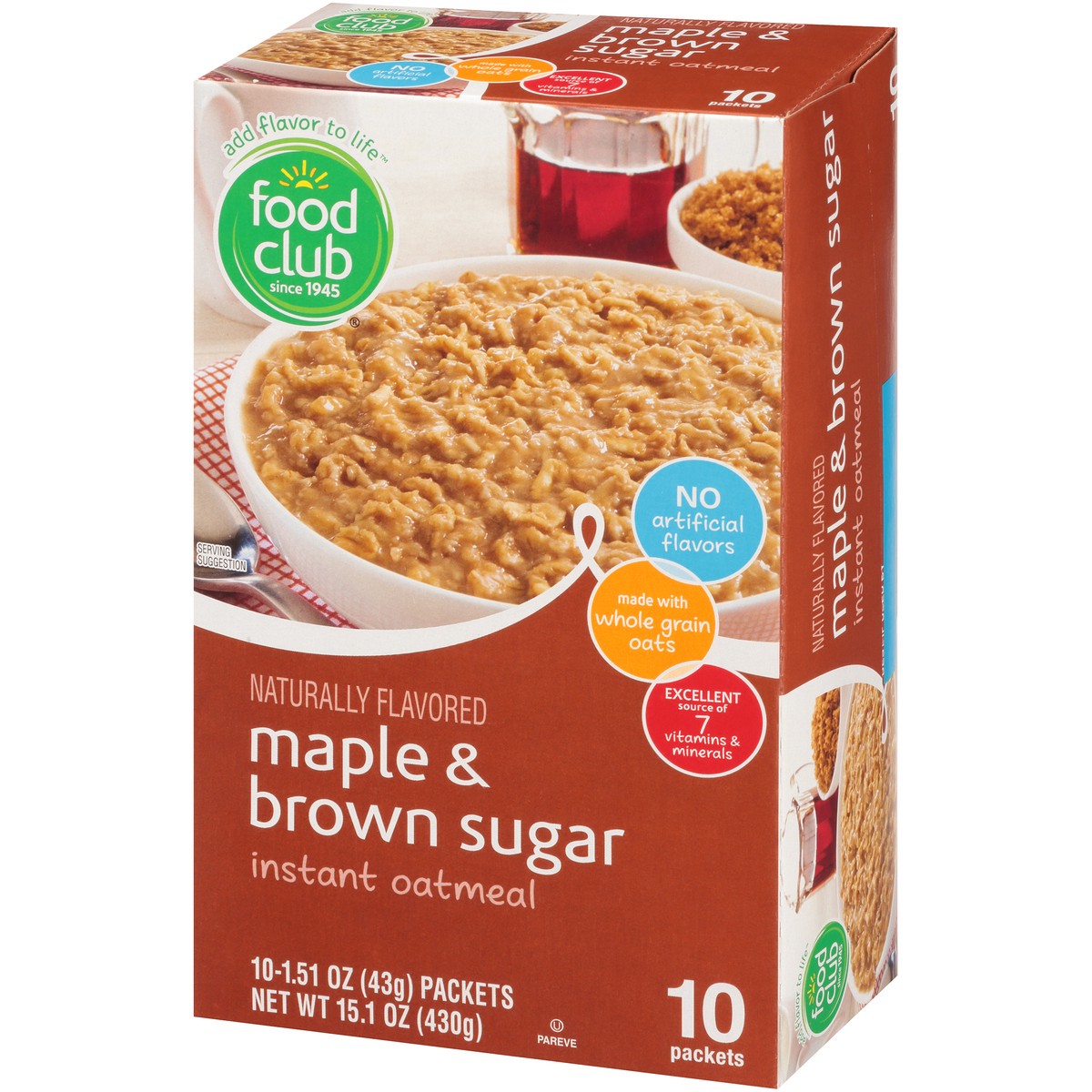 slide 2 of 9, Food Club Maple & Brown Sugar Instant Oatmeal Packet 10 ea, 10 ct