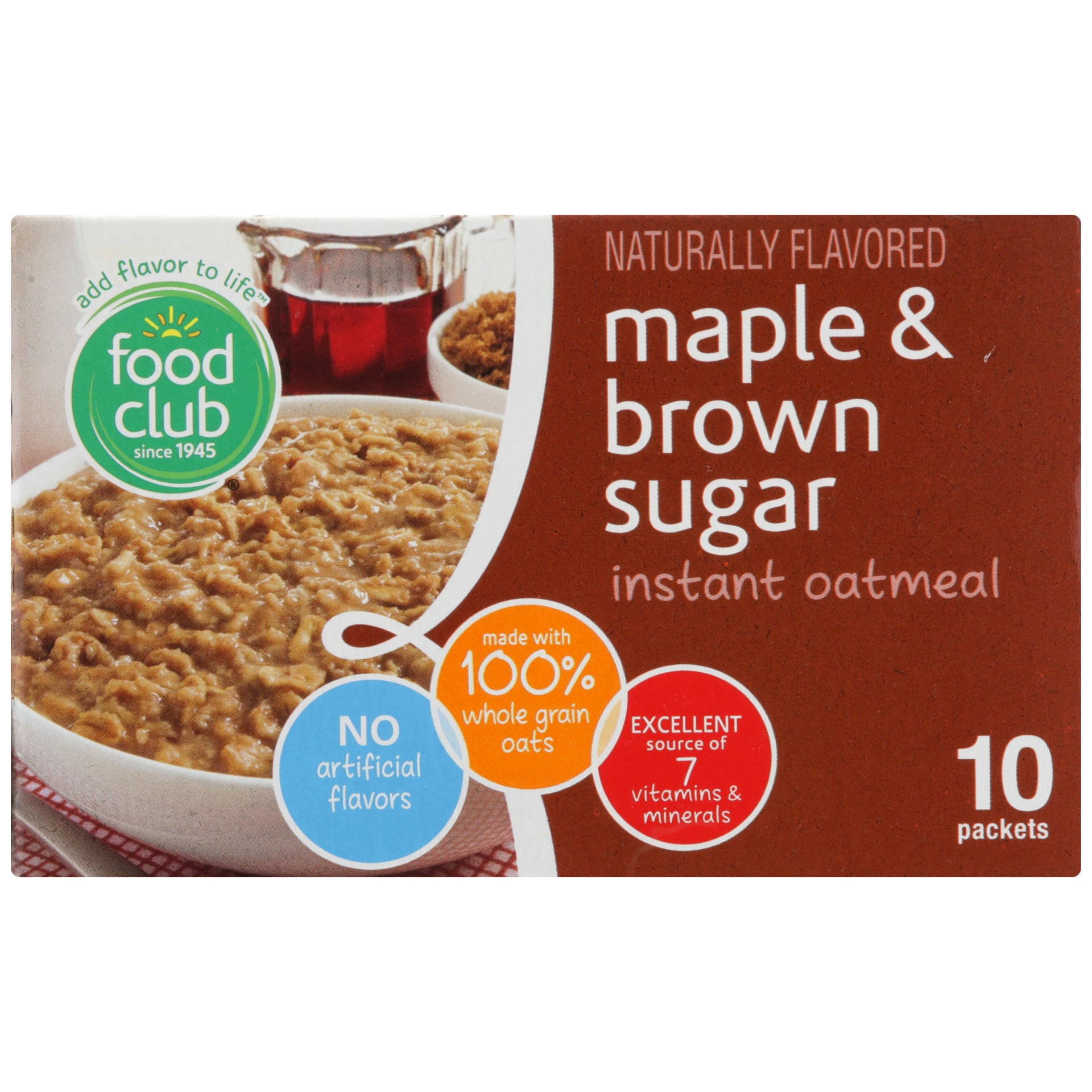 slide 5 of 6, Food Club Instant Oatmeal Maple & Brown Sugar Flavor, 15.1 oz